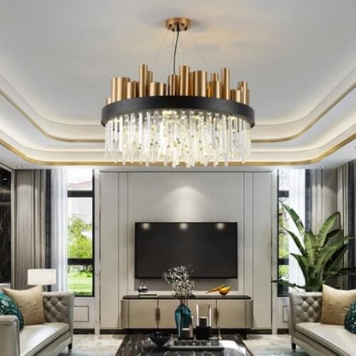 Postmodern Light Luxury Metal Crystal Chandelier Modern Art Villa Hall Living Room Dining Creative Suspension Hanging Lights