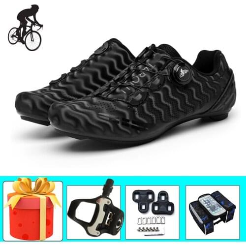 Professional Cycling Shoes Road Men Women Reflective Self-locking Male Sapatilha Ciclismo Flat Shoes Breathable Wear-resistant