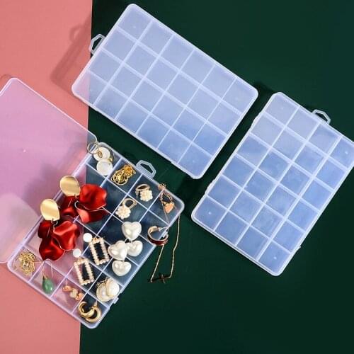 Transparent 24 Grids Storage Box Jewelry Holder Case Beads Rings Organizer Container Office Desktop Sundries Holder Container