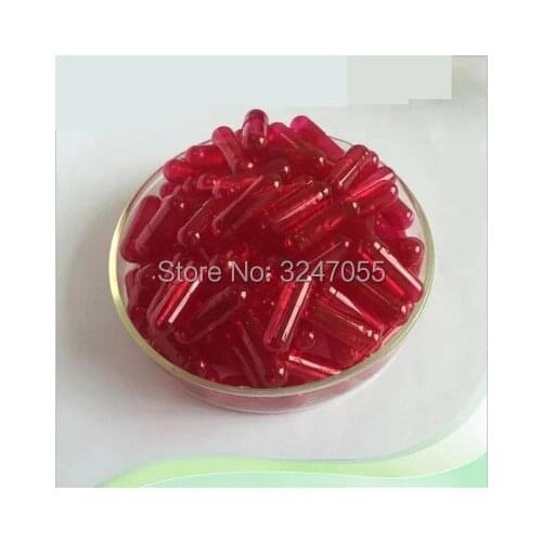 1000/5000pcs Size 0# Transparent Red Hollow Gelatin Empty Capsules, Empty Medicine Powder Refillable Separated Capsules