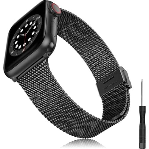 Strap for Apple Watch Straps SE 44mm 40mm 38mm 42mm band Stainless Steel Milanese loop for iwatch Series SE 6 5 4 3 2 1 bands