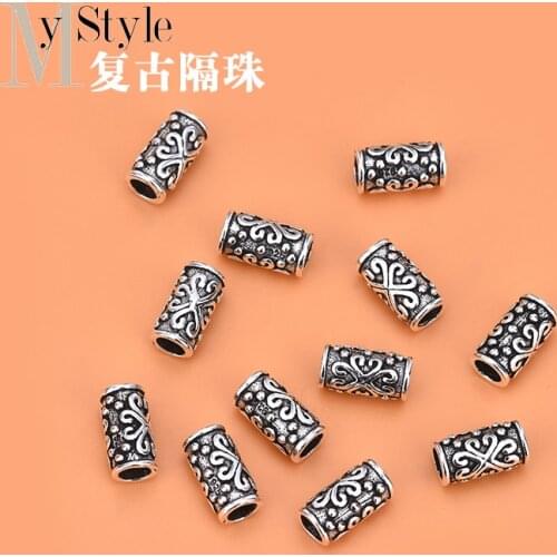 Hand woven DIY material bracelet necklace accessories 925 pure Yintai silver pattern loose beads separated beads jewelry accesso