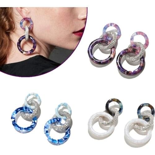 Soft Pottery Full Diamond Resin Ring Vintage Normcore Style Earrings Ear Stud Ear Stud