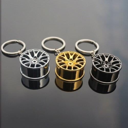 Alloy Wheel Rim Keyring Keychain Tuning For Car DIY Key Chains Accessories For Cars LED Anti-Lost Key Finder Locator