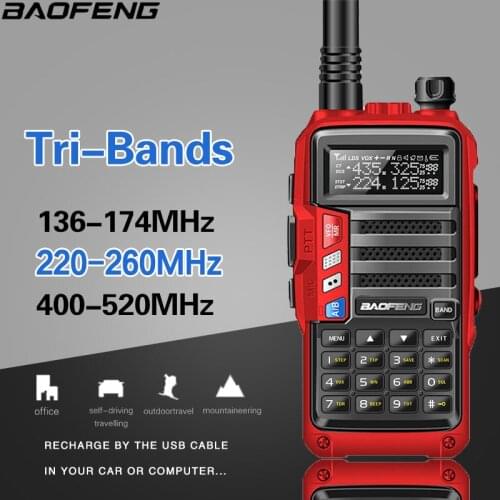 BaoFeng UV-S9 Tri-Band 136-174/220-260/400-520Mhz 8Watts High Power Portable Walkie Talkie 10km Long Range CB Radio Transceiver
