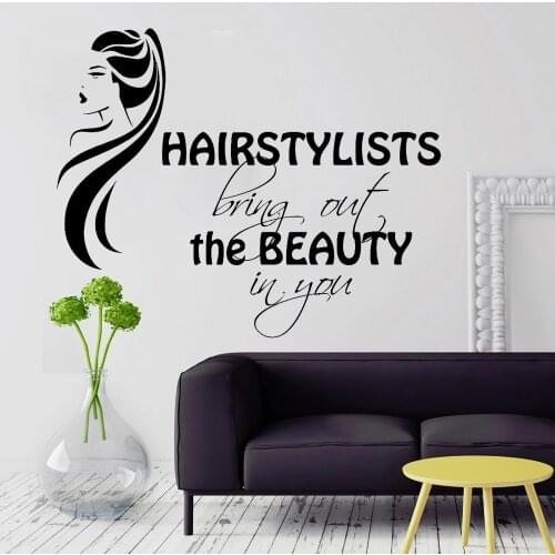 Beauty Salon Wall Decal Quote Livingroom Home Decor Girls Hair Vinyl Wall Sticker For Hairstylet Store Self-adhesive Art W889
