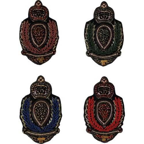 Vintage Indian Silk Badges Beaded Crystal Decorated Patches for Pants Clothes Bags DIY Sewing Supplies 2 pieces