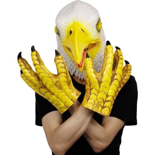 WAYLIKE Eagle Head Mask and Eagle Claw Toy Set Halloween Costume Party Bird Hawk Props
