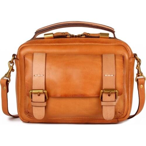 First layer veg-taned genuine leather women colorful shoulder bag female unique vintage handbag