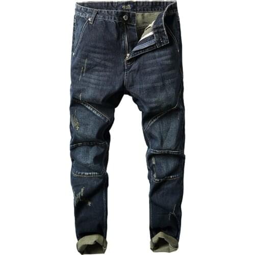Plus Size Jeans Men Leisure Denim Pants Autumn Winter Clothing Elasticity Jean Splice Stitching Harlan Mens Trousers