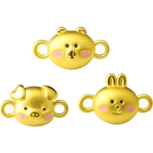 Pure 24K Yellow Gold Bracelet Women 999 Gold 3D Animal Bracelet