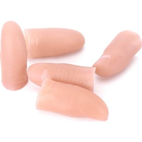 10 Pcs Soft Thumb Tip Finger Fake Magic Trick Close Up Vanish Appearing Finger Trick Props Toy Funny Prank Party