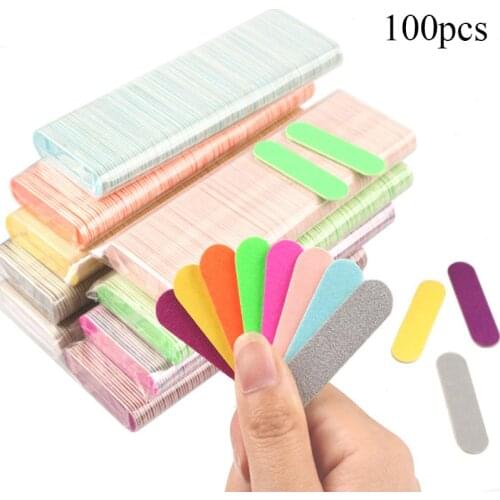 100 pcs Mini 6cm Professional Nails Files Art Tools Sand Emery Board Sandpaper Double-Sided Nail Buffer 100/240 Grit Nail Art