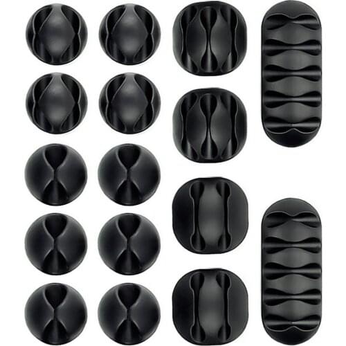 16pcs Cable Holder Silicone Cable Organizer USB Winder Desktop Tidy Management Clips Holder For Mouse Keyboard Earphone Headset
