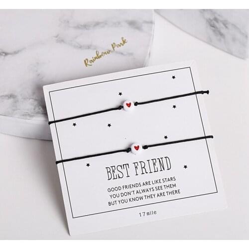 2pcs Heart Charm Bracelet, Best Friend Matching Bracelet Bff Friendship Bracelets Gift Heart Bracelet