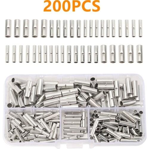 200Pcs Non-insulated Wire Terminals 22-10AWG Uninsulated Electrical Wire Connectors Ferrule Cable BN Crimp Terminal Terminator