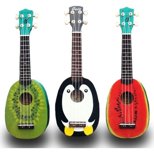 21 Inch Ukulele Mini Guitar Hawaii Guitar Cartoon Watermelon Kiwi Penguin Ukulele Chirldren' Gift UK2132