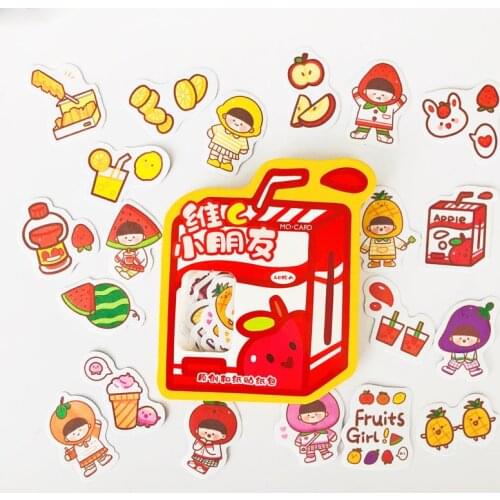 40 pcs /Bag Vitamin Fruit Little Friends Paper Stickers DIY Album Notebook Decorative Stickers