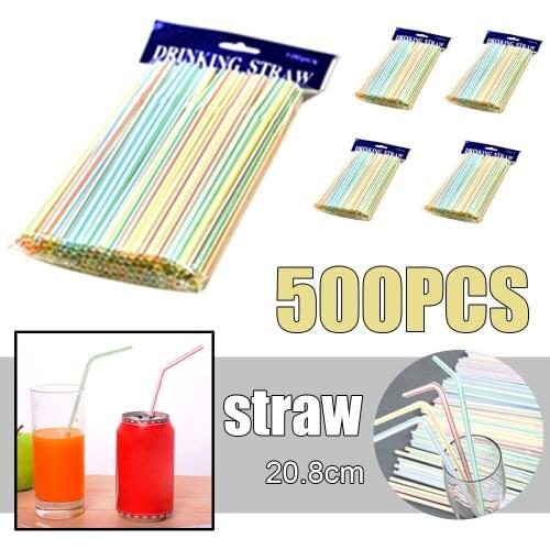 500pcs Drinking Straws Disposable Plastic Straw For Celebration Drink Wedding Christmas Party Bar Supplies