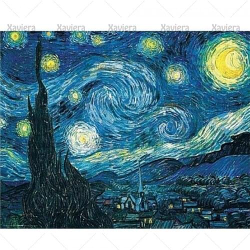 5D Diy Diamond Painting Van Gogh Starry Sky Night Scene Full Square Round Diamond Cross Stitch Kit Mosaic Rhinestone Embroidery