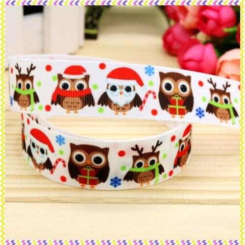 7/8'' Free shipping christmas owl printed grosgrain ribbon hair bow headwear party decoration wholesale OEM 22mm H4366