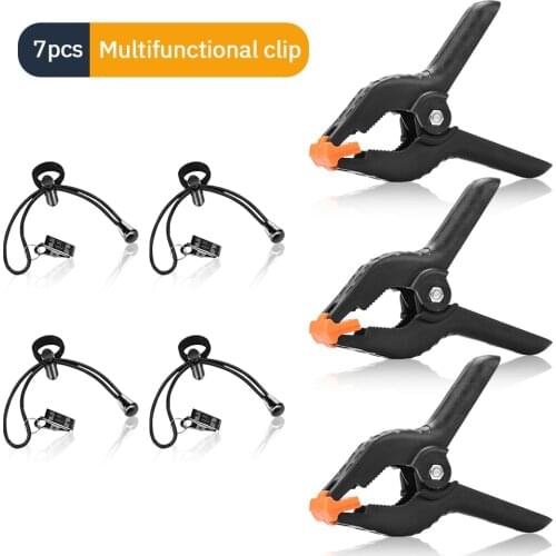 7Pcs Photography Background Clip Spring Clamps and Background Clips Set Heavy Duty Clip for Muslin Backdrop Green Screen Canvas