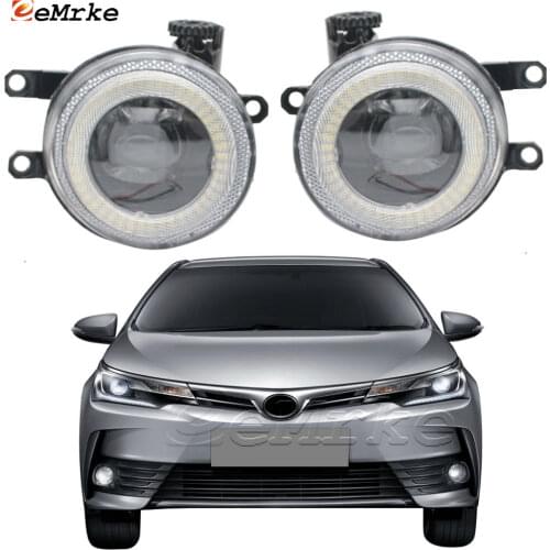 EEMRKE for Toyota Corolla Altis E170 2017 2018 2019 LED Angel Eye Daytime Running Lights DRL + with Lens Fog Lights