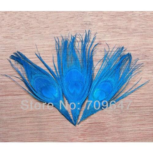 FREESHIPPING! 50Pcs/Lot Sky Blue PEACOCK EYE FEATHERS Peacock Eye 5-6" For Weddings