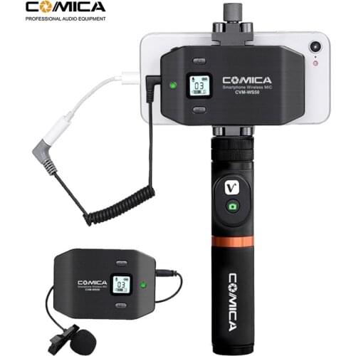 Comica CVM-WS50 6 Channels Smartphone Wireless Lavalier Lapel Microphone System for iPhone Samsung Huawei Phones/DSLR Cameras