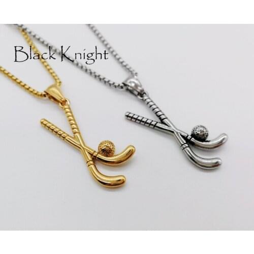 Black Knight Golf ball necklace stainless steel mens sports golf ball bat necklace hip hop creative necklace women BLKN0676