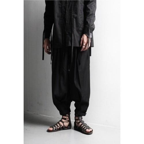 Design pants mens autumn versatile high street style streamer overalls trendy loose falling feeling corset casual pants