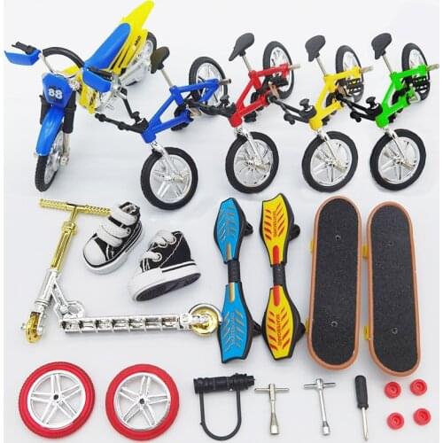 Two Wheel Mini Scooter bmx for fingers motorbike Skate Boards Fingerboard ramps Set fingertip skateboard bicycle Boys Toys Gift