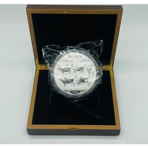Year of The OX 1kg Silver Plated Coin big Commemorative 1000g Coins Chinese Zodiac Animal for Collection or display