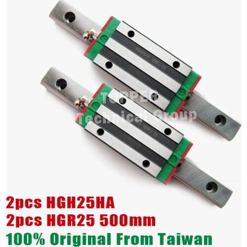 HIWIN HGH25 2pcs linear guide rail 500mm with 2pcs HGH25HA guide block HGH25