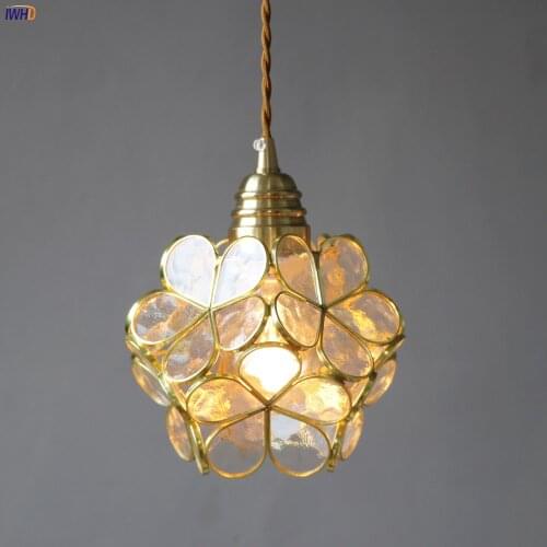 IWHD Creative Glass Flower Pendant Lights LED Lamp Nordic Hanglamp For Bar Bedroom Living Room Decoration Luminaire Suspension