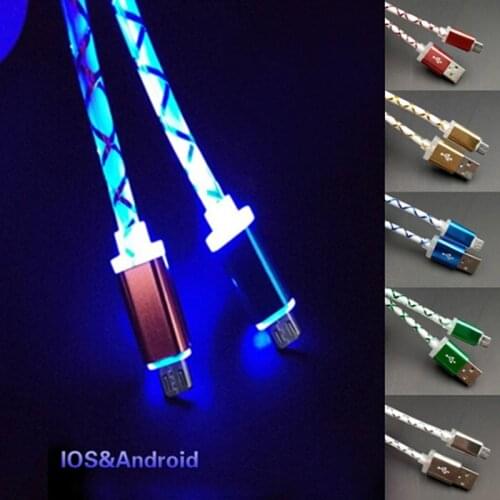 Micro USB Phone Cable Visible LED Flow Light Micro USB Charging Data Sync Cable for Android Phone Universal Phone 1M Cables