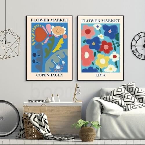Copenhagen Lima Flowers Market Print Posters Nordic Canvas Painting Abstract Color Plant Floral Wall Art Pictures Bedroom Decor