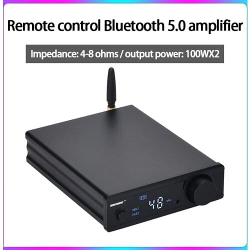 KYYSLB PA-06 4-8 Ohm DC24V 100W *2 Home Remote Control Amplifier Bluetooth 5.0 Coaxial Optical Fiber Computer Small Amplifier
