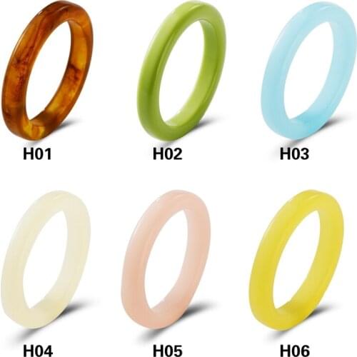 Summer Fashion Simple Acrylic Resin Colorful Rings For Women Irregular Geometric Polygon Rings Vintage Jewelry Gifts