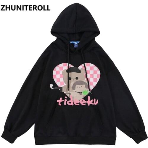 Funny Bear Heart Puff Print 2021 Harajuku Men Hip Hop Sweatshirt Hoodie Autumn Cotton Pullover Hooded Hoodie Fashion Streetwear