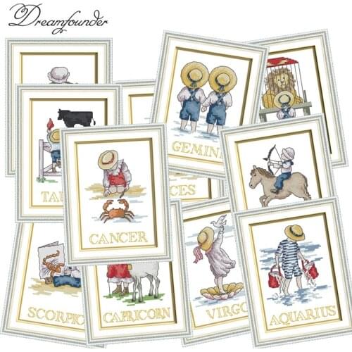 Twelve constellations cross stitch kit aida 14ct 11ct count printed canvas stitches embroidery DIY handmade needlework