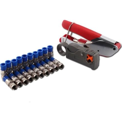 Coaxial Cable Crimping Tool Set Squeezing Forceps&Wire Stripper For RG58 RG59 RG6 Coax Cable Crimper With Compression Connectors