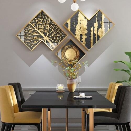 Irregular Art Frame Decoration Painting Light Luxury Gold Restaurant Hanging Wall Picture Combination Office Living Room Layout
