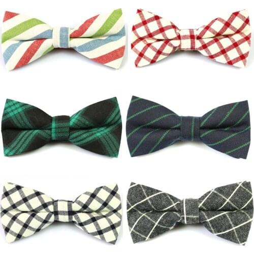 New Men Fashion Classic Plaid Cotton Bowtie Neckwear Adjustable Mens Bow Tie for wedding england style ties