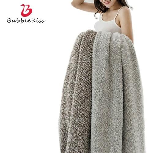 Bubble Kiss Thick Blanket Super Soft Nordic Solid Color Lunch Break Air Conditioner Blanket Winter Keep Warm Bed End Blanket