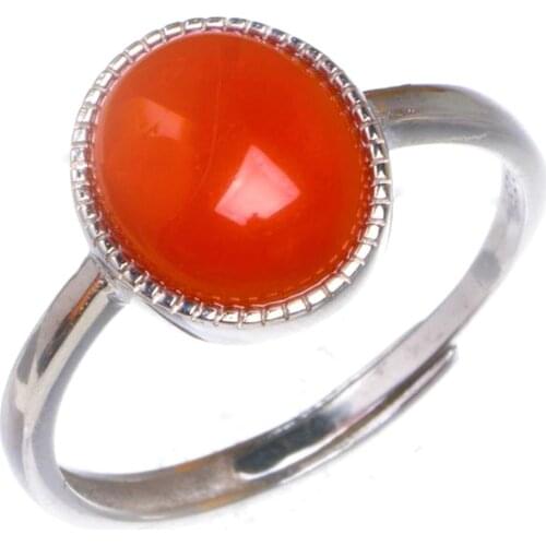 Natural Nanjiang Red Agate Opening Handmade 925 Sterling Silver Ring 8.5 D1061