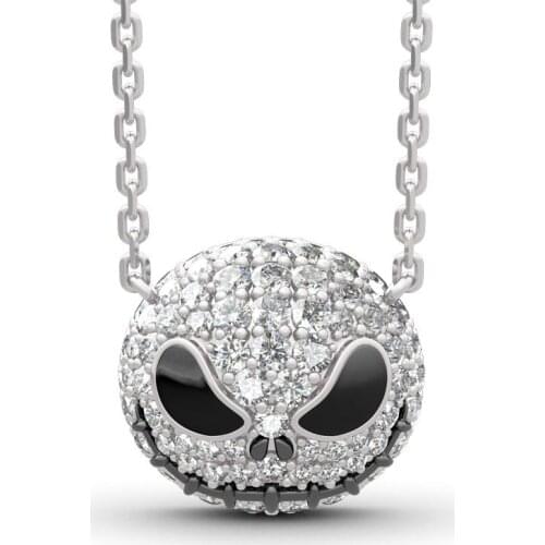 Harong Nightmare Before Christmas Necklace Pendant Cute Crystal Trendy Jewelry Party Jack Skull Enamel Black Necklace Women Gift