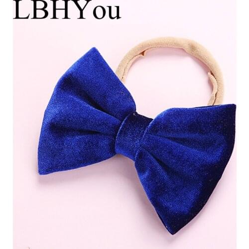 2019 Winter Velvet Bows Nylon Headbands Cute Newborn Baby Girls Knotbow Hairbands Princess Hair Accessories