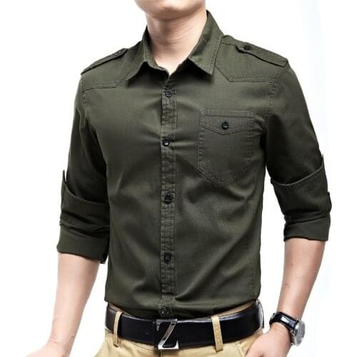 New arrivals fashion men cotton long sleeve shirts military camisas masculinas 2 colors M L XL XXL 3XL
