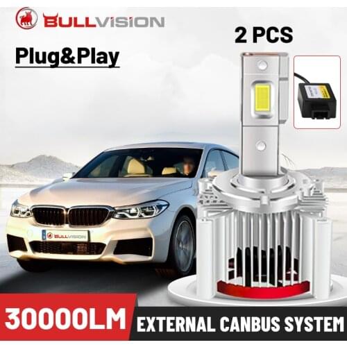 Bullvision LED D1S Headlamp 30000LM Canbus Error Free HID D2S D3S D4S D5S D8S D1R D2R D3R D4R CSP Chip External Driver Plug&Play